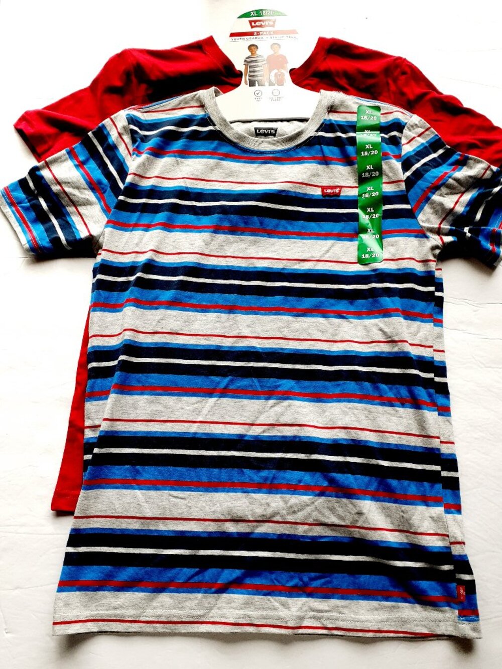 Levi's Boys T-Shirts 2 Pack Short Sleeve Blue Red XL 18-20 New